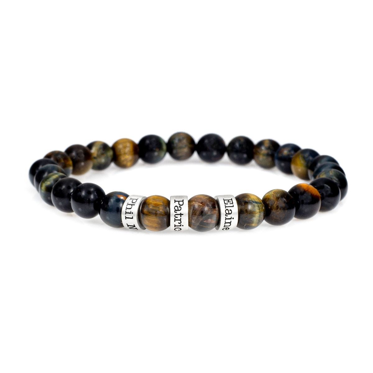 Green Tiger Eye Men Name Bracelet