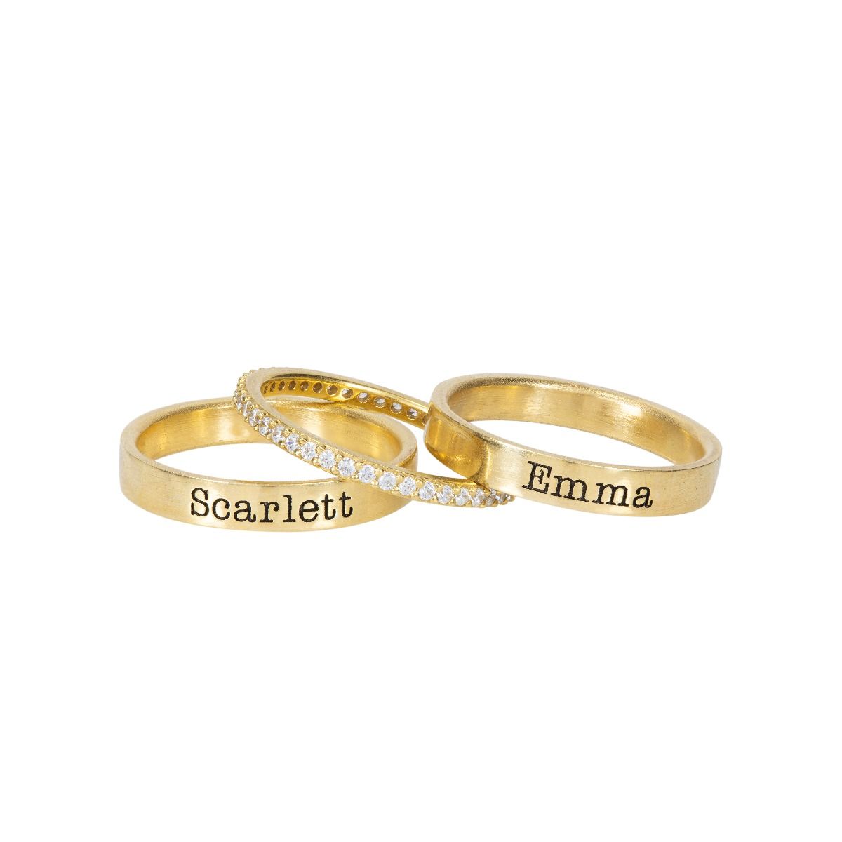 Talisa Engraved Ring Stack [18K Gold Plated]
