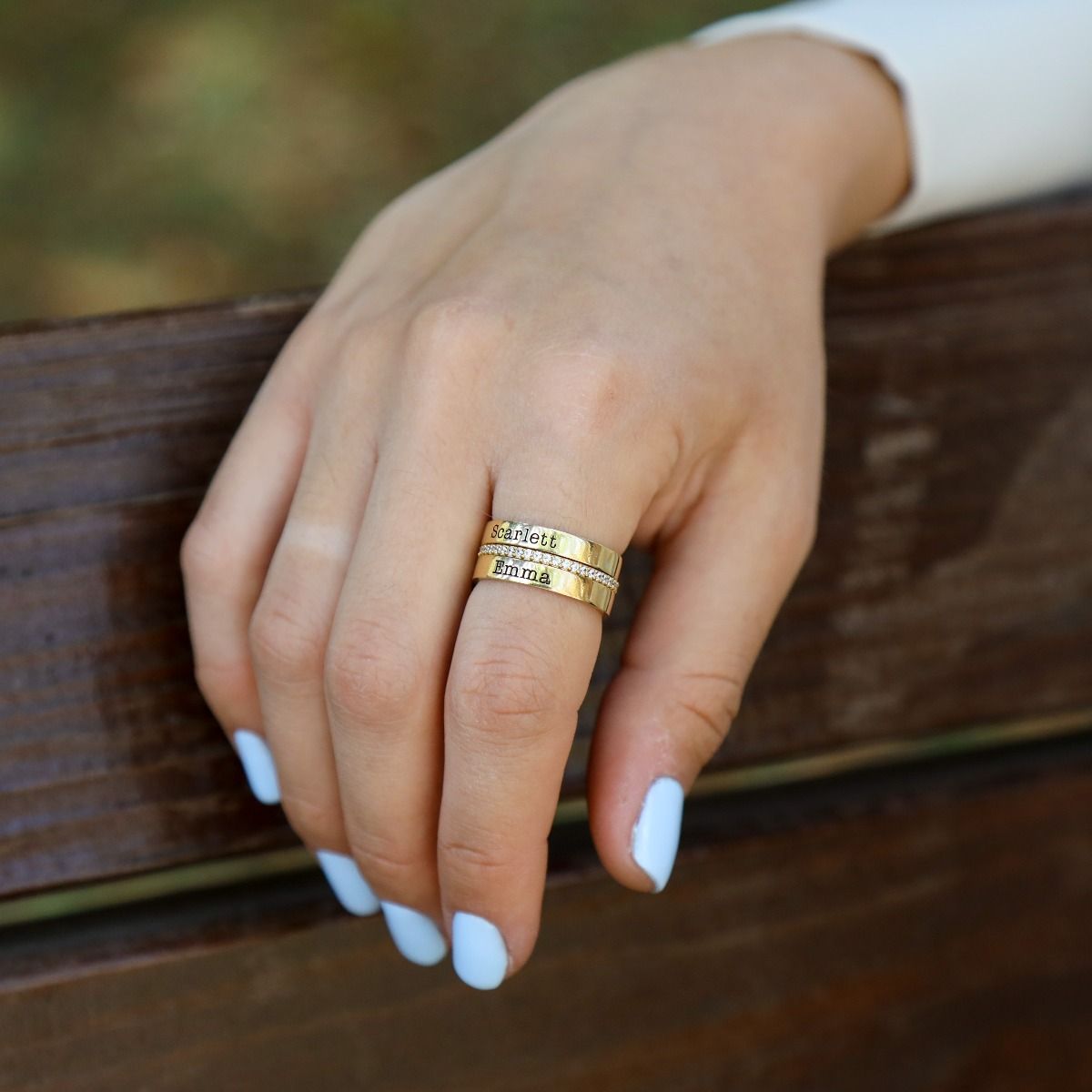Talisa Engraved Ring Stack [18K Gold Plated]