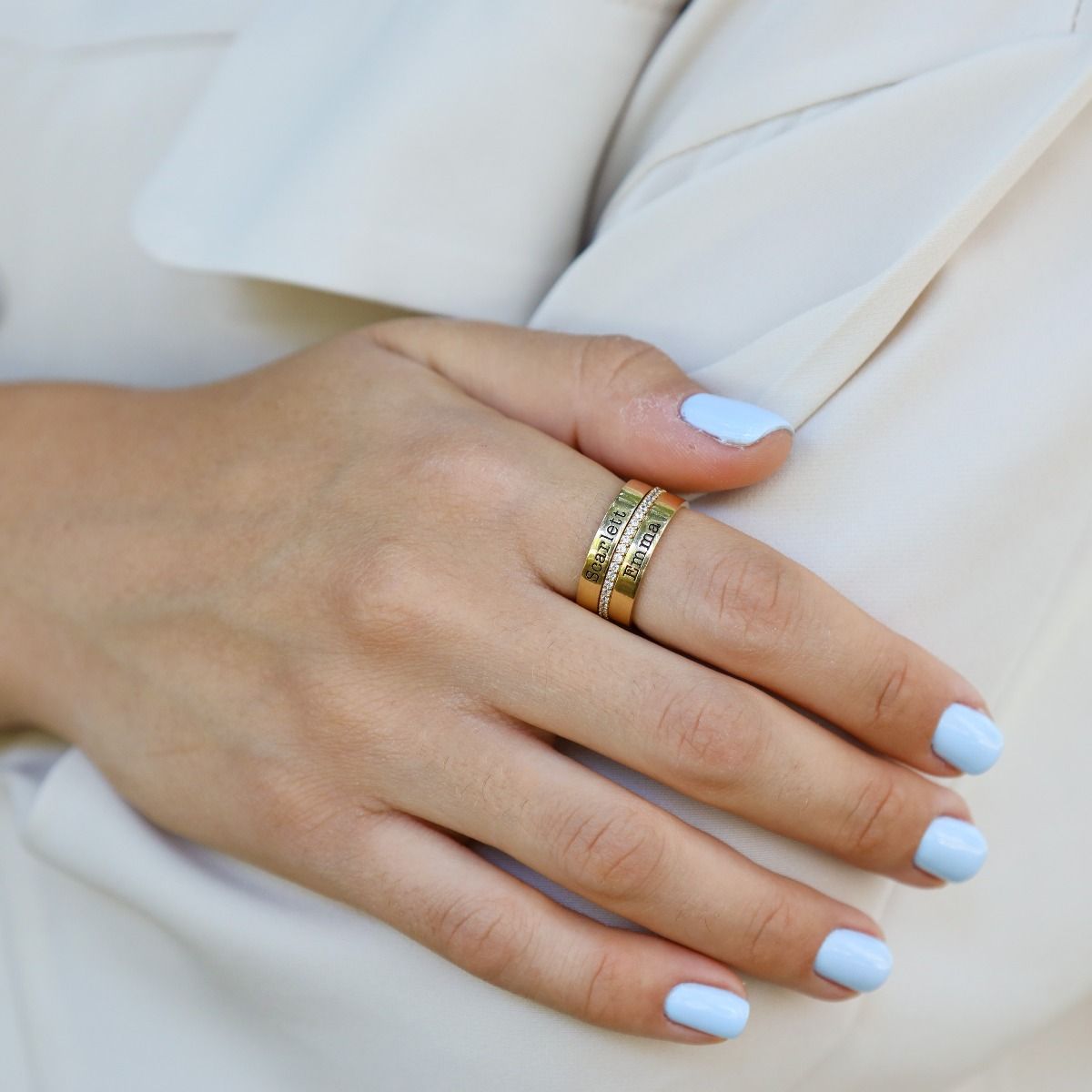 Talisa Engraved Ring Stack [18K Gold Plated]