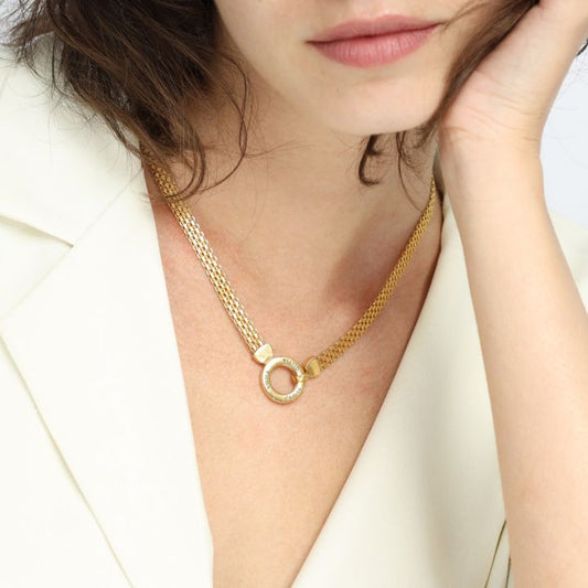 Family Circle Milanese Chain Name Necklace [18K Gold Plated]