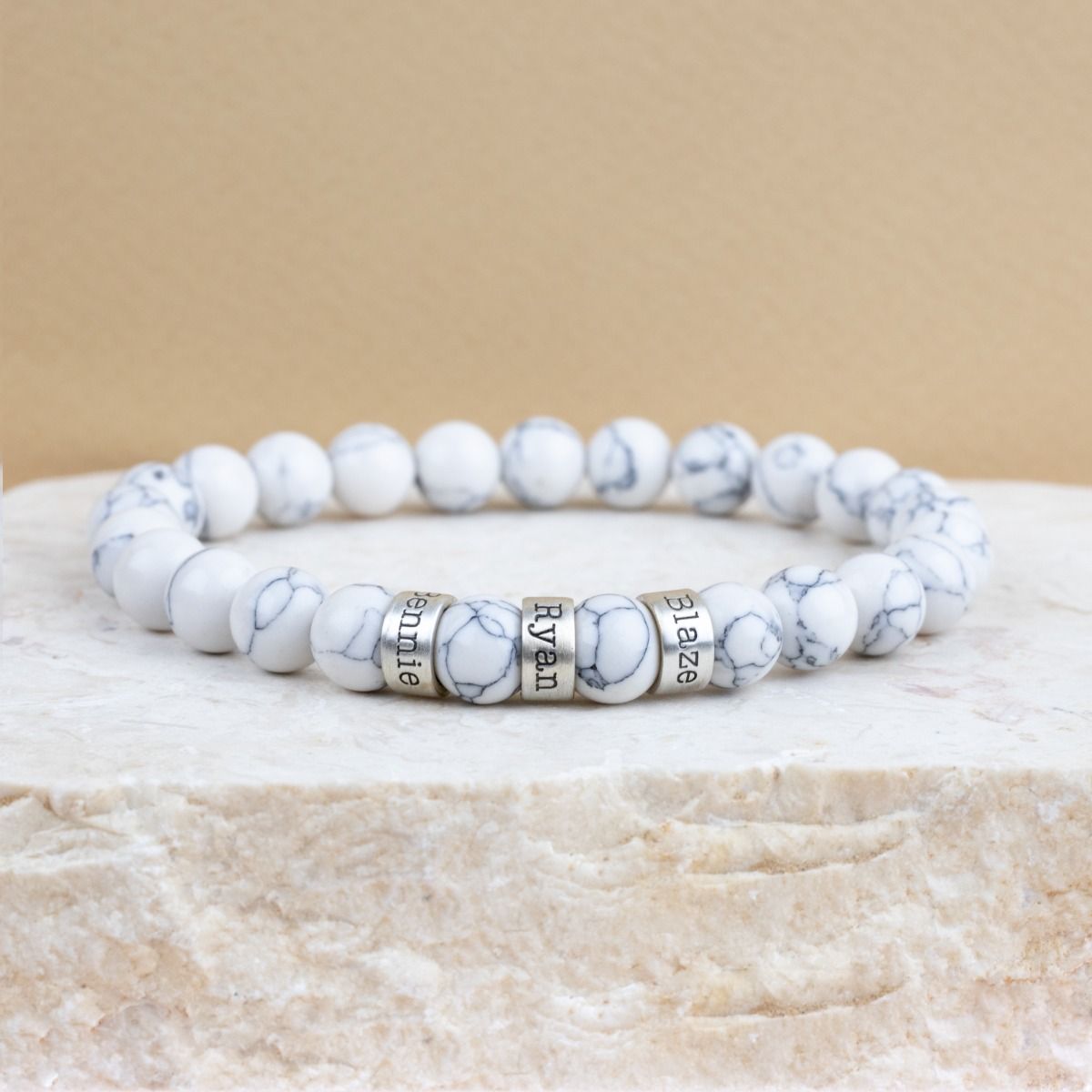 Howlite Women Name Bracelet [Sterling Silver]