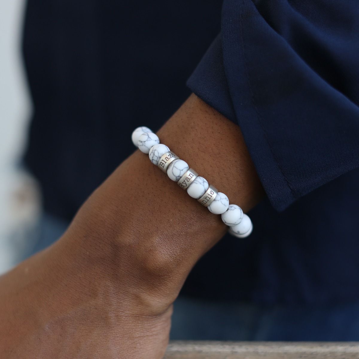 Howlite Women Name Bracelet [Sterling Silver]