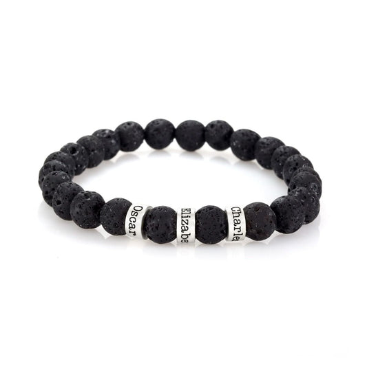 Lava Stone Men Name Bracelet