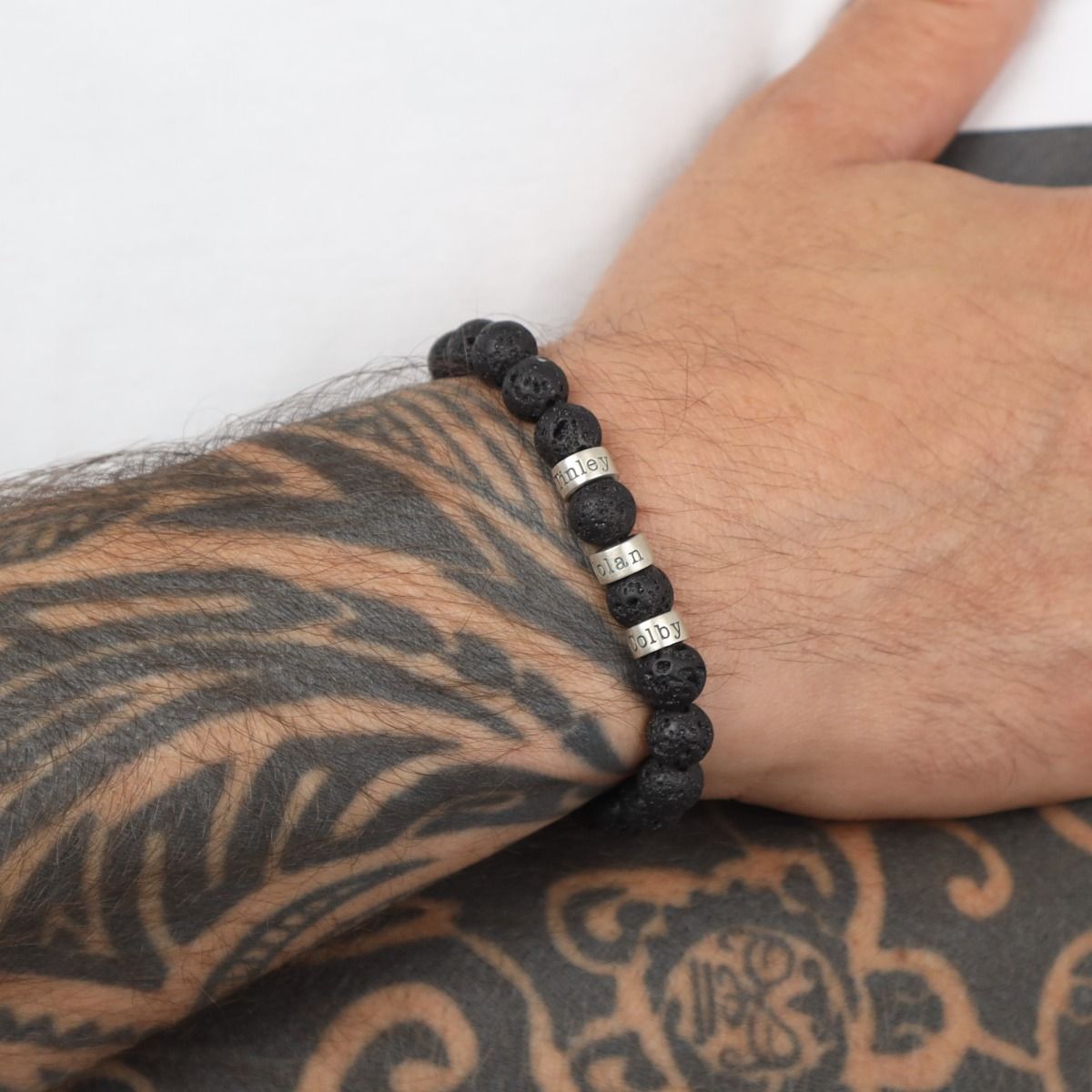 Lava Stone Men Name Bracelet
