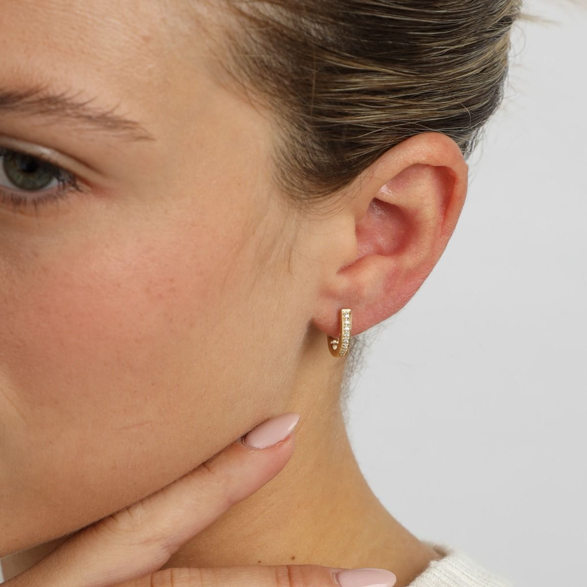 Mini Pave Hoop Crystal Earrings [18K Gold Vermeil]