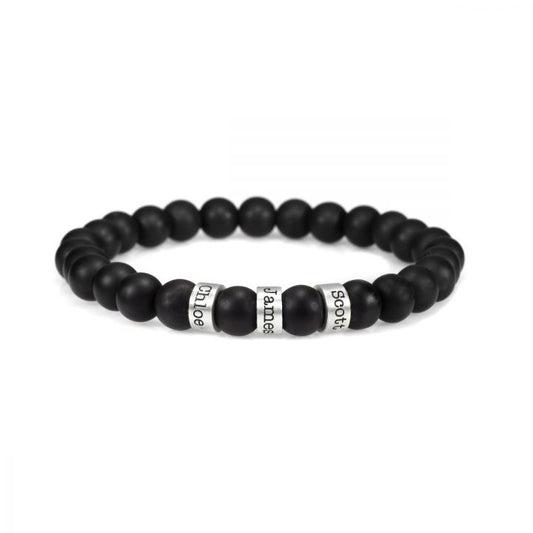 Serene Black Onyx Men Name Bracelet