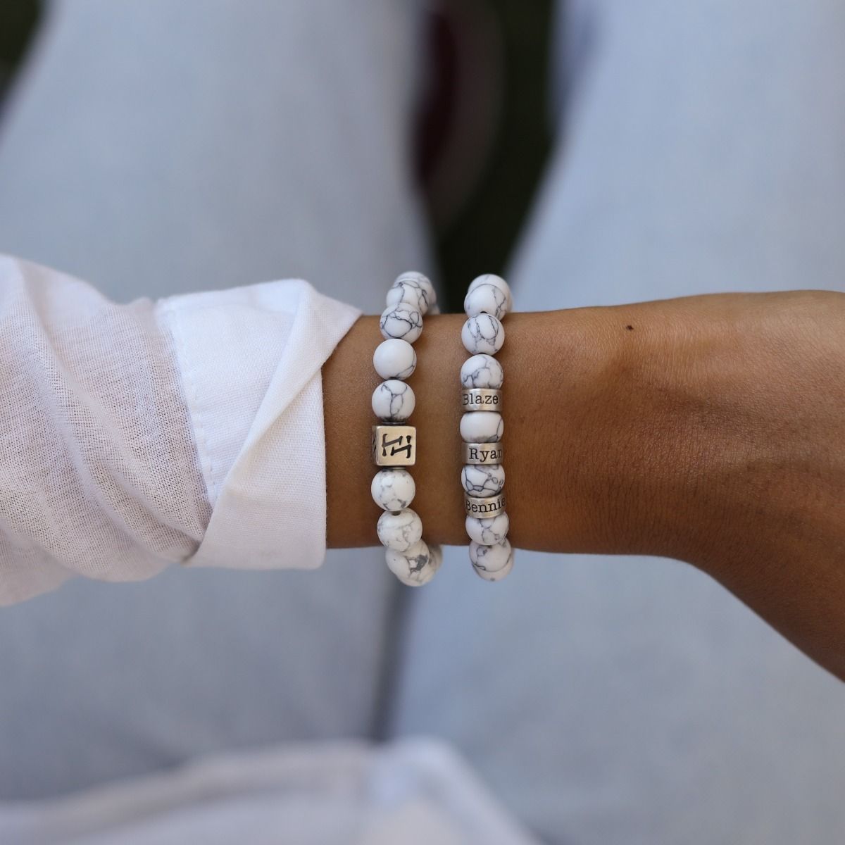 Howlite Women Name Bracelet [Sterling Silver]